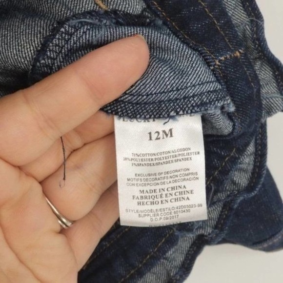 Lucky Brand Zip Up Jean Jacket with Flower Embroidery Blue Toddler Size 12M - Picture 4 of 6